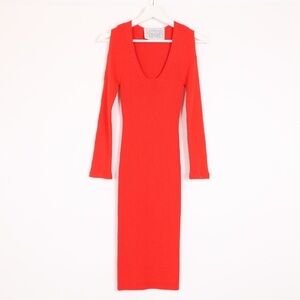 Victor Glemaud Red Wool Midi Sweater Dress